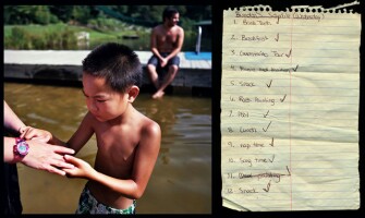 Brandon with counselor during a field trip to Camp Rockmont in 2011.