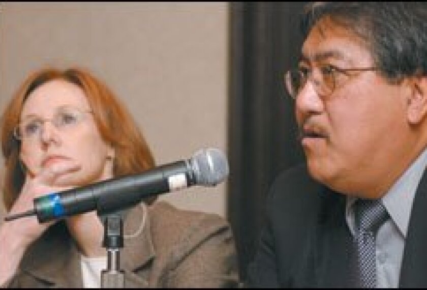 Barbara Grutter, who was involved in a landmark U.S. Supreme Court case on affirmative action, listen as journalist Victor Merina discusses Michigan's recent ballot initiative.