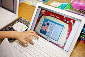 A 2nd grade student uses the Reasoning Mind online math program at Mayo Elementary School in Compton, Calif.
