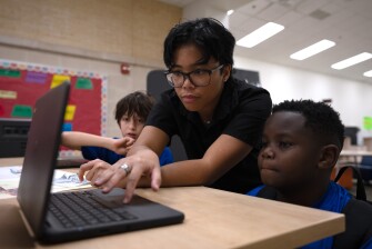 Katrina tk w/ students