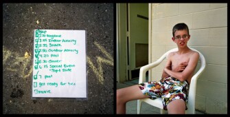 Tyler Shore, 12, of Boone, N.C., sits in the shade next to the pool at Camp Lakey Gap in 2012. His camp schedule reflects a typical day at camp: indoor and outdoor activities, time for meals and two trips to the pool each day.