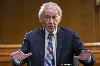 Sen. Ed Markey, D-Mass., speaks during a committee hearing in Washington, on April 26, 2022. (Al Drago/Pool Photo via AP)
