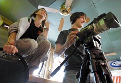 "Heaven and Hell" is a film being directed by Kat Vermeulen, left, a fellow student at Robert E. Lee High School in San Antonio.