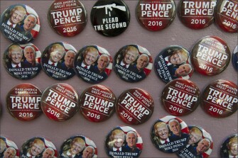 Buttons for sale outside the Quicken Loans Arena in Cleveland during the Republican National Convention.