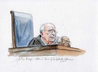 Justice Stephen Breyer delivers the majority opinion in Walker v. Sons of Confederate Veterans that held that Texas can limit the content on state license plates because they are state property and not the equivalent of bumper stickers.