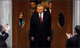 The doors of the Missouri House of Representatives chamber open as Gov. Jay Nixon is introduced before his first State of the State address, which he delivered Jan. 27. Gov. Nixon, a Democrat, said he intends to fully fund planned spending increases for education, despite the state’s budget troubles.