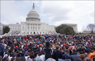 Students from Washington-area high schools fill the grounds at the U.S. Capitol on March 14 to protest gun violence and call for increased gun control legislation. Several members of Congress and their staff joined students in their protest.