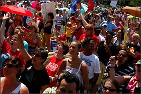 People gather for the Save Our Schools March and National Call to Action at the Ellipse in Washington last year.